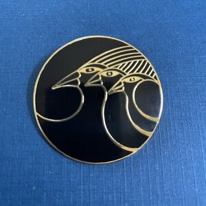 Signed Celestial Birds Vintage Brooch Pin